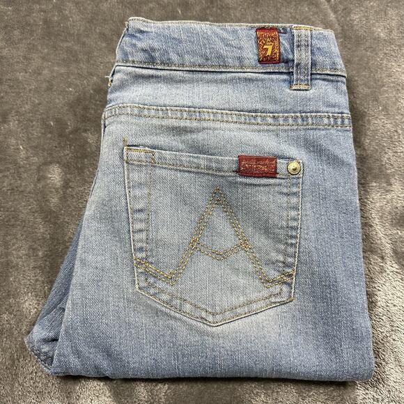 7 For All Mankind Jeans Girls 14 Blue Paxtyn Skinny Stone Wash Adjustable Waist - Picture 1 of 11